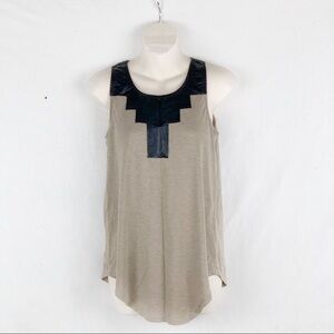 EUC-EYE Shadow Beige/Black leatherette patch Top